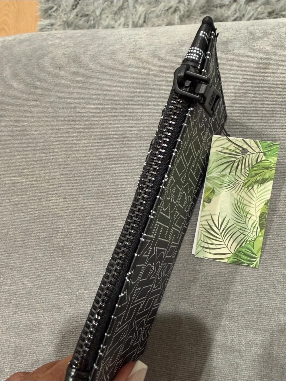 Black Badgley Mischka Monogram Zip Card Wallet